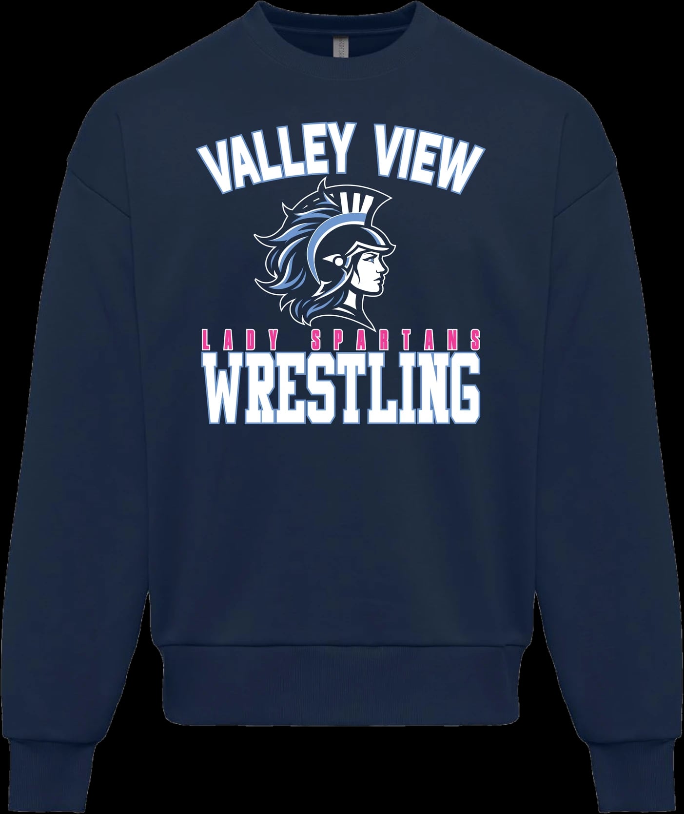 VV Wrestling design on a navy crewneck
